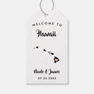 Hawaii Wedding Welcome Bag Tags, Map Gift Tags