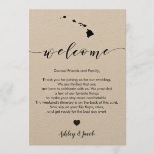 Hawaii Wedding Welcome Letter & Itinerary Card