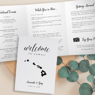 Hawaii Wedding Welcome Letter & Itinerary Tri-Fold Programme