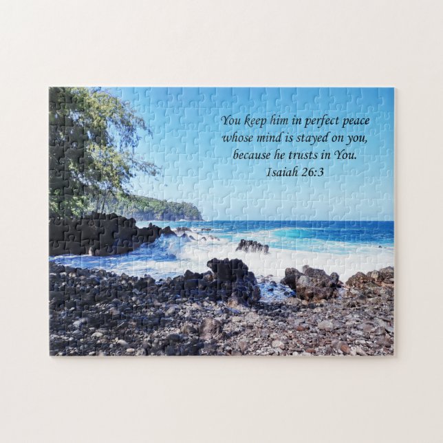 Hawai'i Windward side with scripture Jigsaw Puzzle (Horizontal)