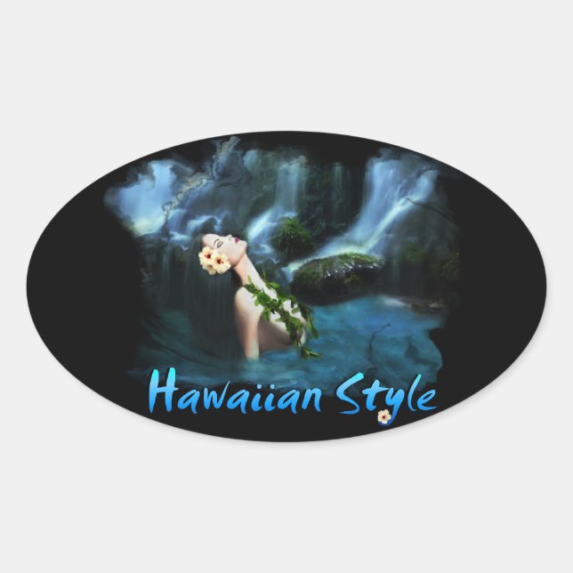 Hawaiiam Style Oval Sticker (Front)
