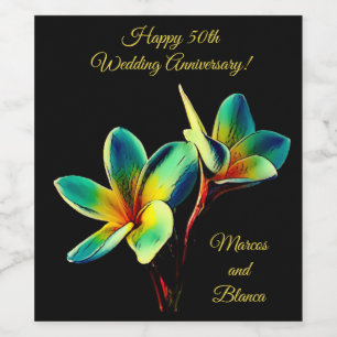 Hawaiian 50th Wedding Anniversary Wine Label