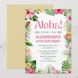 Hawaiian 64th birthday invitation Tropical Floral