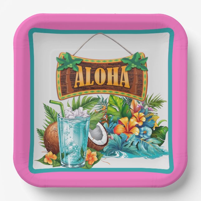 Hawaiian Aloha Paper Plate (Front)