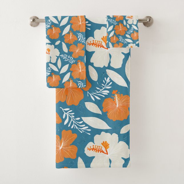 Hawaiian Aloha print Tropical Pattern Bath Towel Set (Insitu)