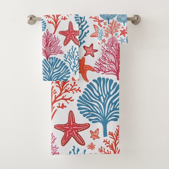 Hawaiian Aloha print Tropical Pattern Bath Towel Set (Insitu)