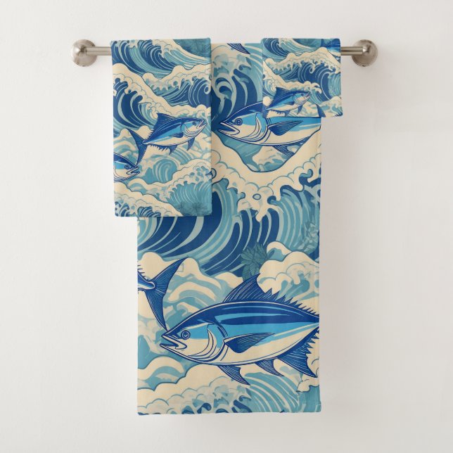 Hawaiian Aloha print Tropical Pattern Bath Towel Set (Insitu)