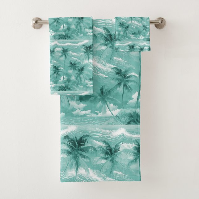 Hawaiian Aloha print Tropical Pattern Bath Towel Set (Insitu)