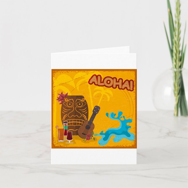 Hawaiian Aloha Tiki Bar Retro Luau Party  Card (Creator Uploaded)
