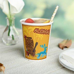Hawaiian Aloha Tiki Bar Retro Luau Party  Paper Cups