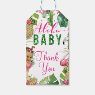 Hawaiian Aloha Tropical Baby Girl Vintage Favour Gift Tags