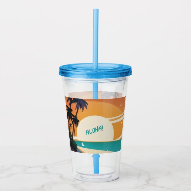 Hawaiian/Aloha/Tropical/beach Acrylic Tumbler (Front)
