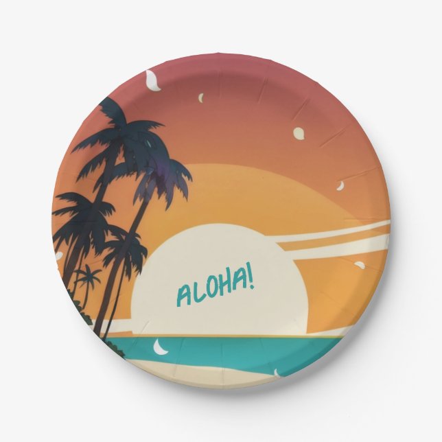 Hawaiian/Aloha/Tropical/beach Paper Plate (Front)