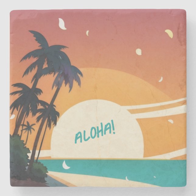 Hawaiian/Aloha/Tropical/beach Stone Coaster (Front)
