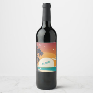 Hawaiian/Aloha/Tropical/beach Wine Label