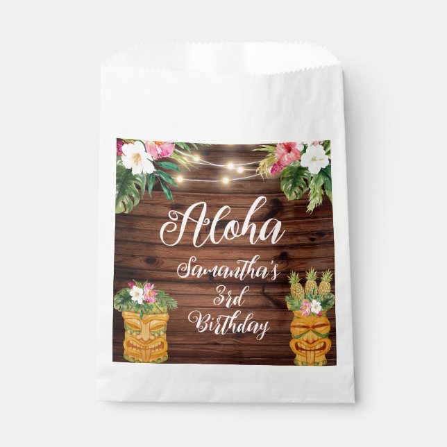 Hawaiian Aloha Tropical Birthday Luau Party Favour Bag (Front)