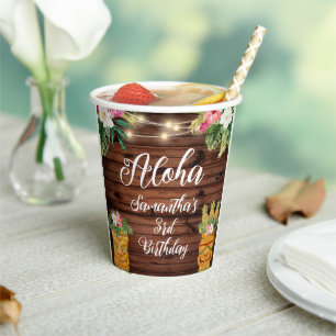 Hawaiian Aloha Tropical Birthday Luau Party Paper Cups