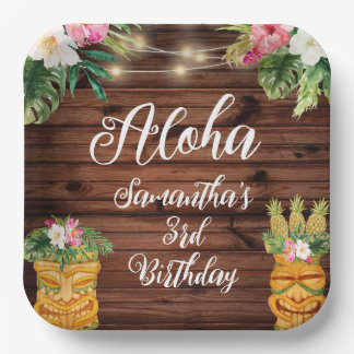 Hawaiian Aloha Tropical Birthday Luau Party Paper Plate