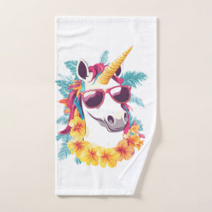 Hawaiian Aloha Unicorn Hand Towel