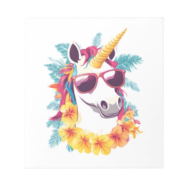 Hawaiian Aloha Unicorn Notepad (Front)