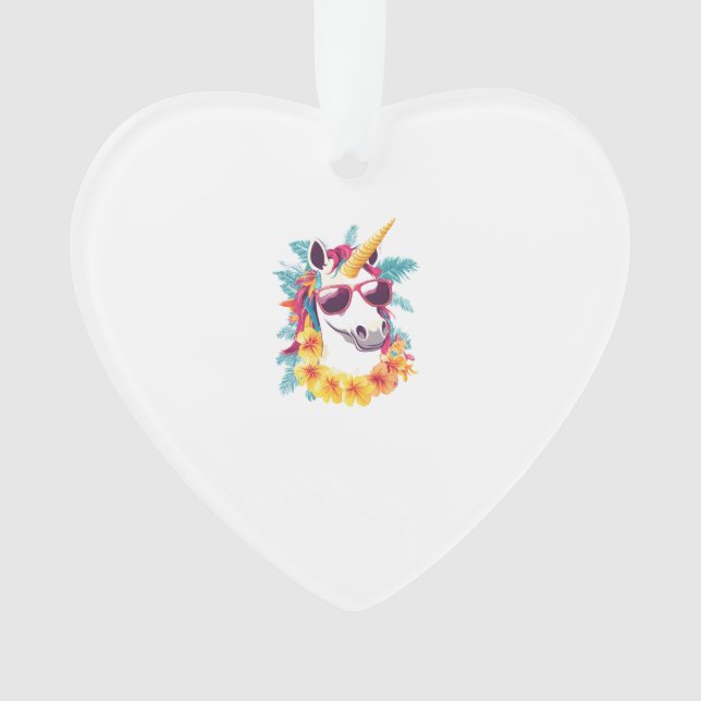 Hawaiian Aloha Unicorn Ornament (Front)