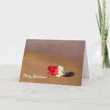 Hawaiian Beach Hibiscus Christmas Card