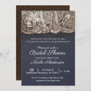 Hawaiian Beach Puka Sea Shells Bridal Shower Invitation