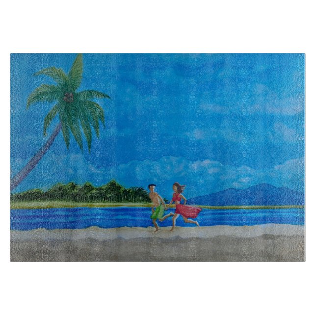 Hawaiian Beach Run Cutting Board (Front)