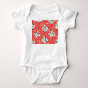 Hawaiian beach shirt, doodle palm pattern. baby bodysuit