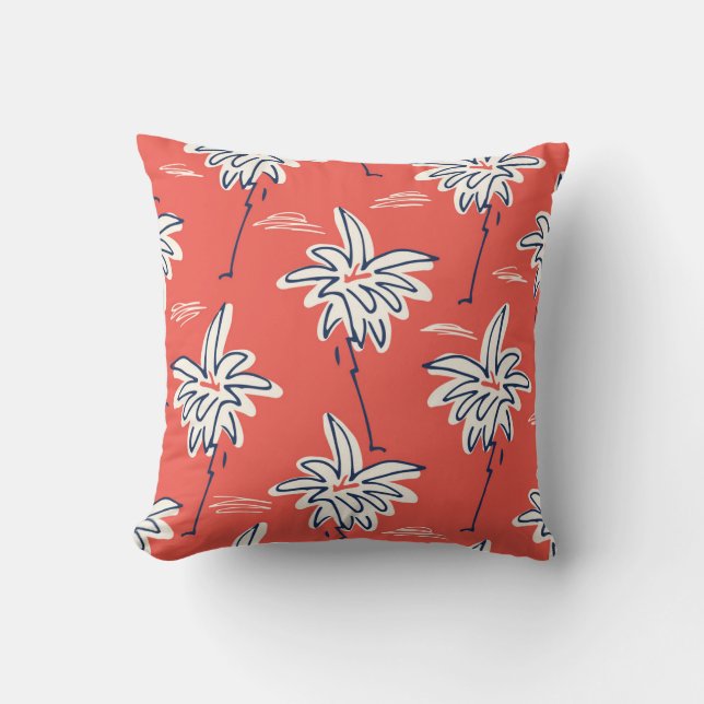 Hawaiian beach shirt, doodle palm pattern. cushion (Front)