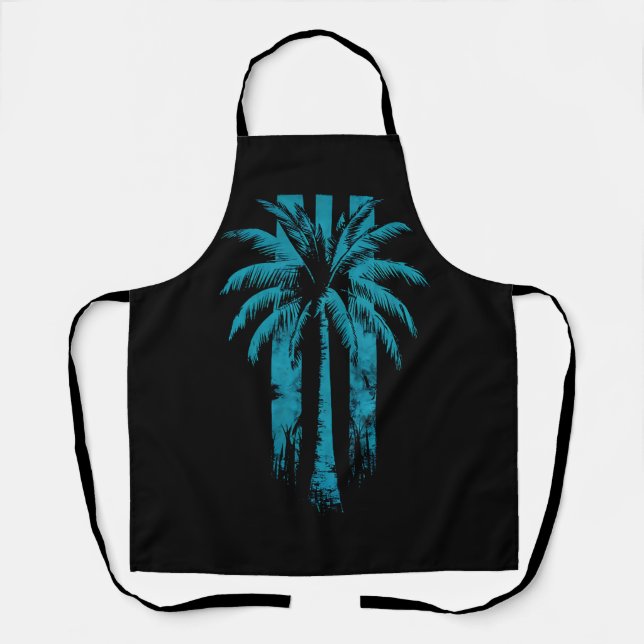 Hawaiian Beach Summer Tropical Vacation Palm Tree Apron (Front)