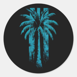 Hawaiian Beach Summer Tropical Vacation Palm Tree Classic Round Sticker