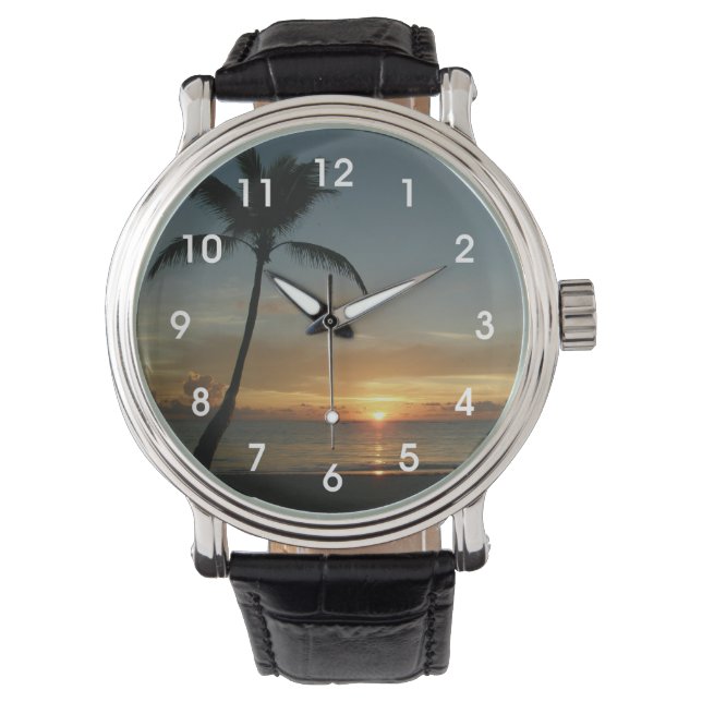 Hawaiian Beach Sunset Wrist Watch (Front)