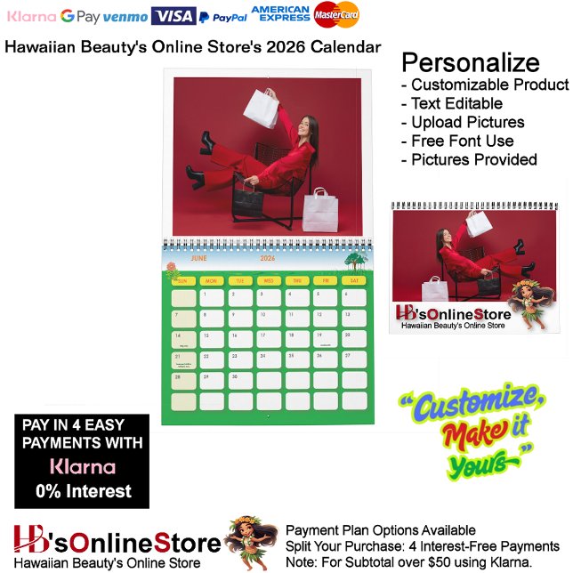 Hawaiian Beauty's Online Store (HB's Online Store) Calendar (Hawaiian Beauty's Online Store (HB's Online Store) 2026 Calendar.)