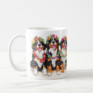 Hawaiian Bernese Mountain Dogs Flower Lei Coffee Mug