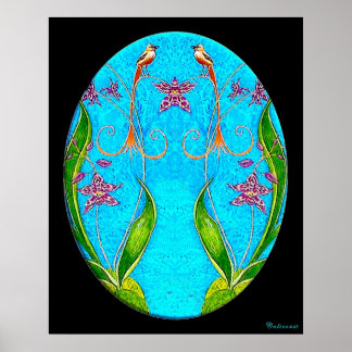 Hawaiian Birds Watercolor Painting Poster