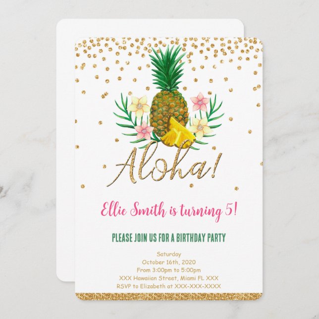 Hawaiian Birthday Kids Invitation (Front/Back)