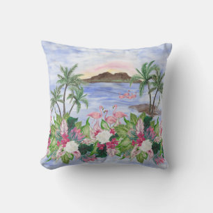 Hawaiian Bliss: Tropical Watercolor Pattern Cushion