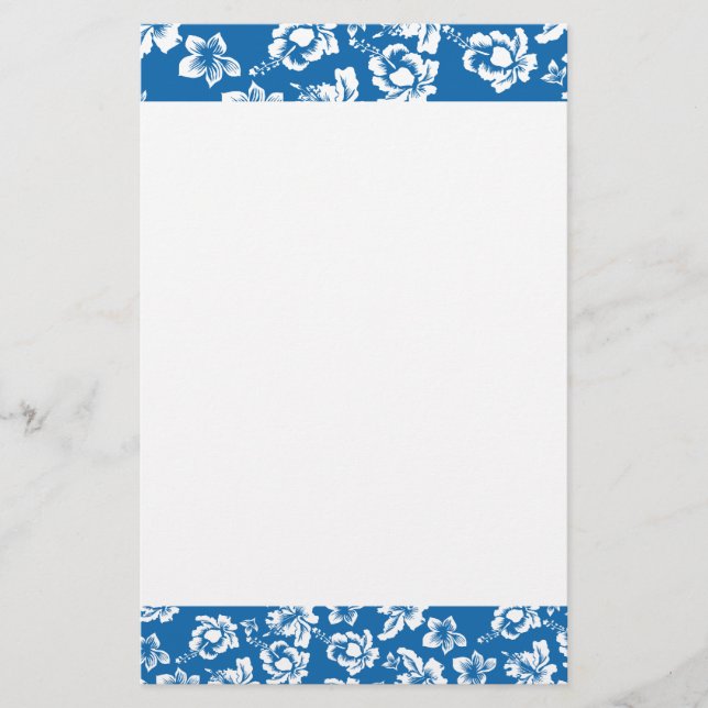 Hawaiian Blue Flower Stationery (Front)