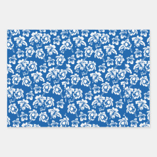 Hawaiian Blue Hibiscus Wrapping Paper Sheet