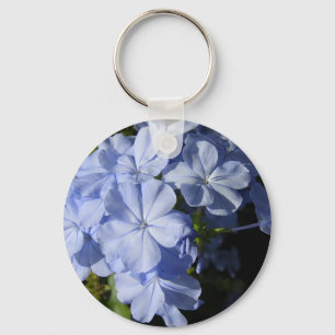 Hawaiian Blue Plumbago flower Cushion Coaster Acry Key Ring
