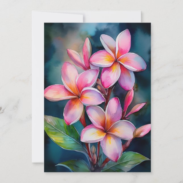 Hawaiian Blush Plumeria Holiday Card (Front)