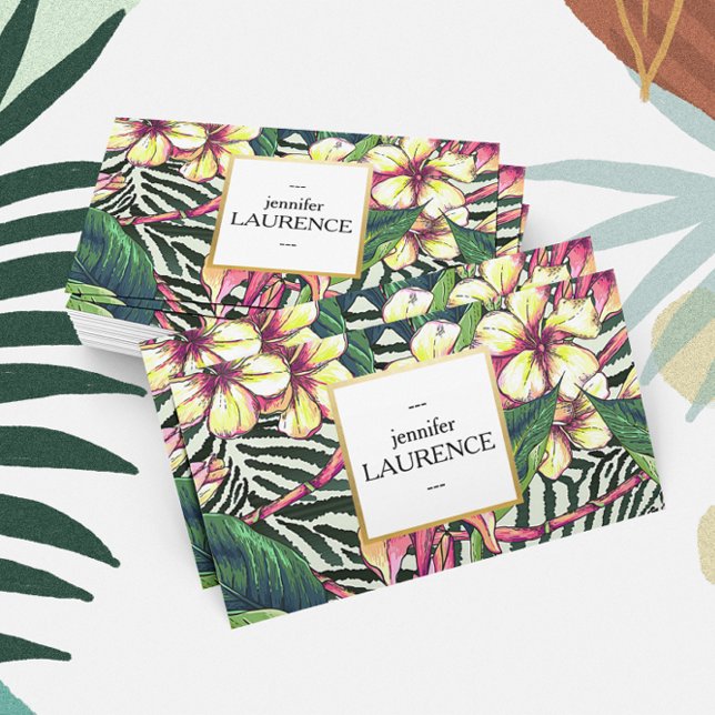 Hawaiian Bold Plumeria Bright Colourful Floral Business Card (Creator Uploaded)