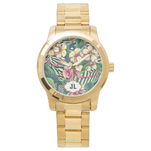 Hawaiian Bold Plumeria Bright Floral Personalised Watch
