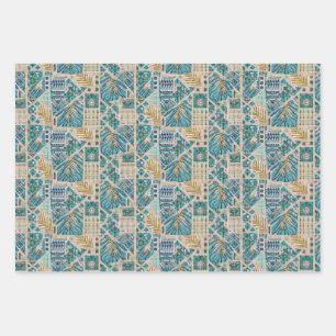 Hawaiian Botanical Blues Wrapping Paper