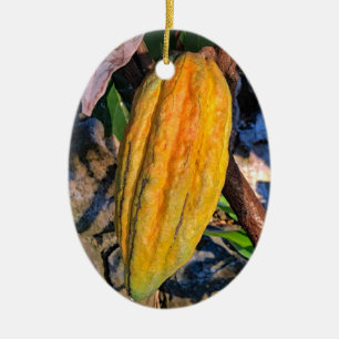Hawaiian Cacao Pod Ceramic Ornament