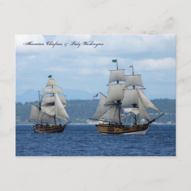 Hawaiian Chieftain & Lady Washington Postcard (Front)