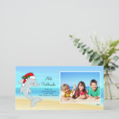 Hawaiian Christmas Dolphin Christmas Photo Card. Holiday Card (Standing Front)