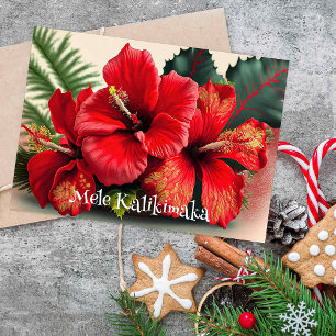 Hawaiian Christmas Hibiscus Card