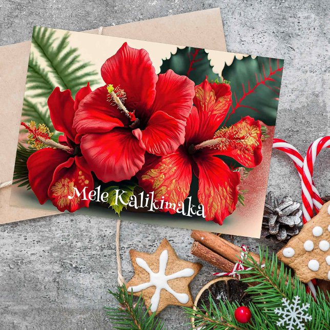 Hawaiian Christmas Hibiscus Card (Creator Uploaded)